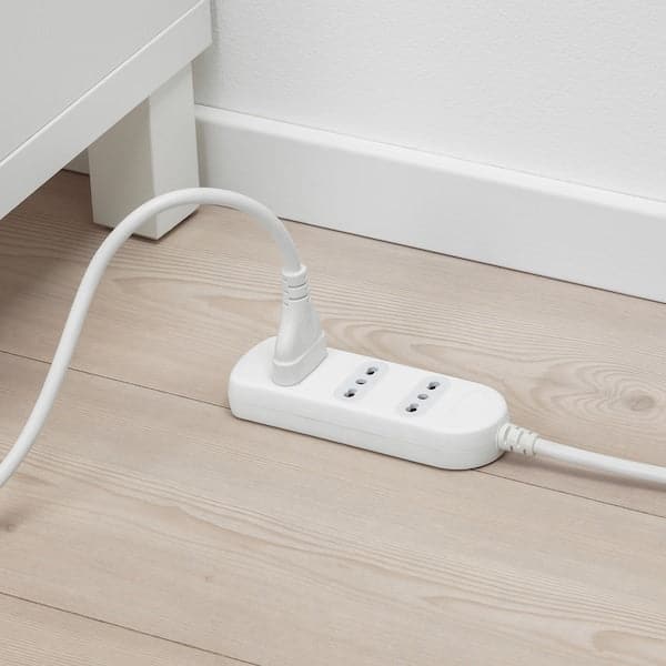 Ikea KOPPLA - Power strip 3 outlets, earthed/white, 1.5 m