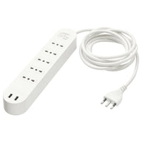 KOPPLA - Power strip 5 outputs and 2 USB ports, white, 3.0 m - best price from Maltashopper.com 20300234