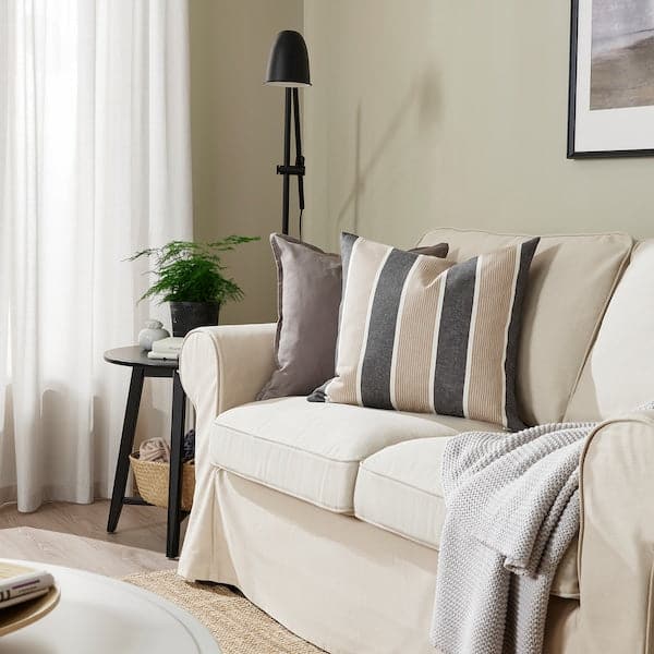 Ikea KORALLBUSKE - Cushion cover, anthracite beige/stripe pattern, 50x50 cm