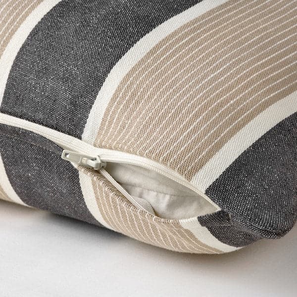 KORALLBUSKE - Cushion cover, anthracite beige/stripe pattern , 50x50 cm - best price from Maltashopper.com 70549048