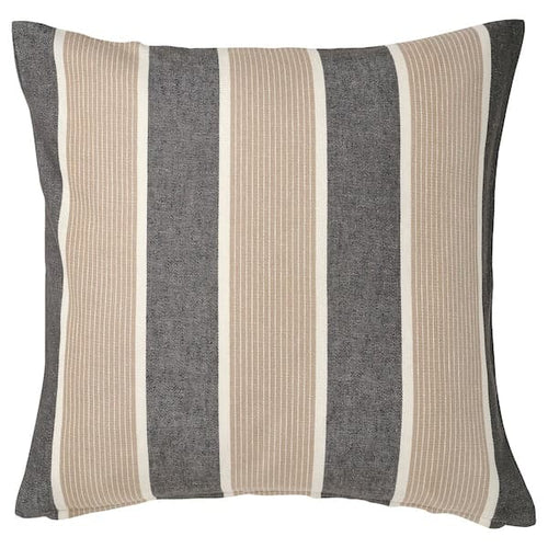 KORALLBUSKE - Cushion cover, anthracite beige/stripe pattern , 50x50 cm