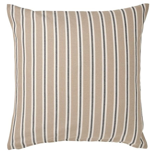 KORALLBUSKE - Cushion cover, beige white/stripe pattern, 50x50 cm