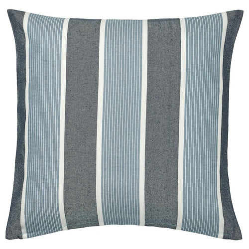 KORALLBUSKE - Cushion cover, dark blue light blue/stripe pattern, 50x50 cm