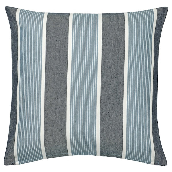 KORALLBUSKE - Cushion cover, dark blue light blue/stripe pattern, 50x50 cm