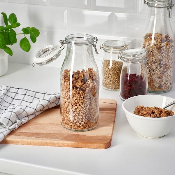 Ikea KORKEN - Bottle shaped jar with lid, clear glass, 1 l