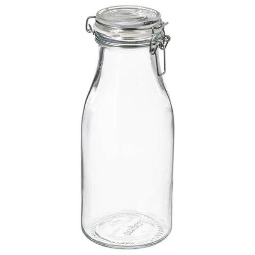 KORKEN - Bottle shaped jar with lid, clear glass, 1 l