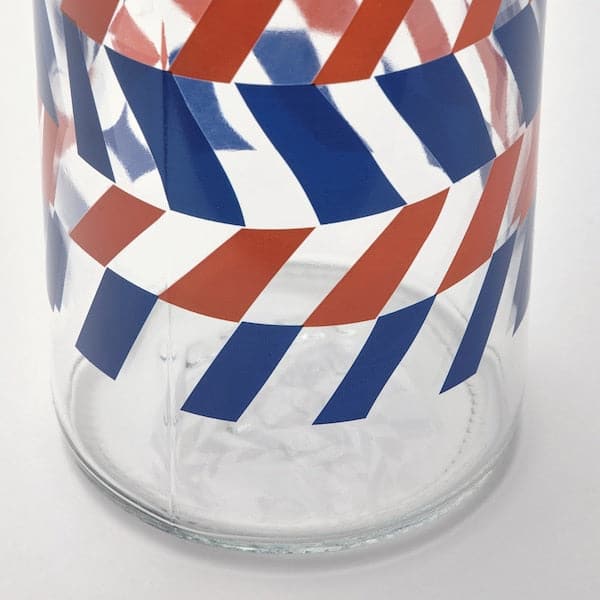 KORKEN - Bottle with stopper, clear glass patterned/bright blue bright orange, 0.5 l - best price from Maltashopper.com 70553634