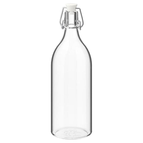 KORKEN - Bottle with stopper, clear glass, 1 l