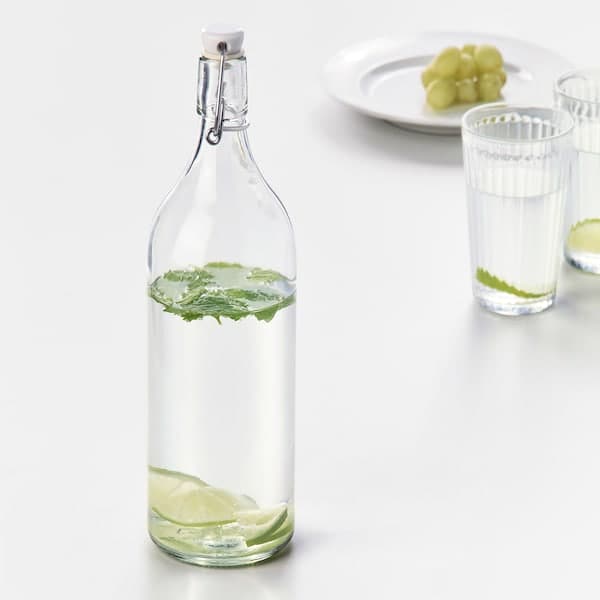 Ikea KORKEN - Bottle with stopper, clear glass, 1 l
