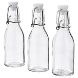 KORKEN bottle with stopper, clear glass, 15 cl, 3 pack