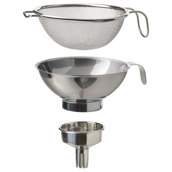 KORKEN - Strainer/funnel set of 3, stainless steel - best price from Maltashopper.com 10561712