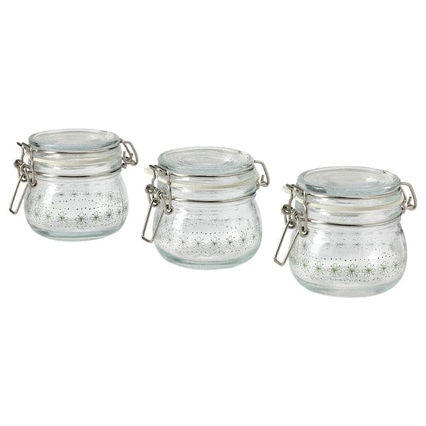 Ikea KORKEN Container with lid - pattern/light green 13 cl ,