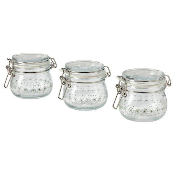 KORKEN Container with lid - pattern/light green 13 cl , - best price from Maltashopper.com 20515994