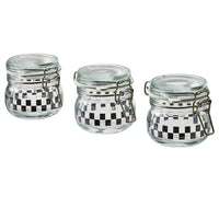 KORKEN - Jar with lid, clear glass/check pattern black, 13 cl - best price from Maltashopper.com 20564687