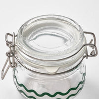 KORKEN - Jar with lid, clear glass/patterned green - best price from Maltashopper.com 60543042