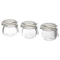 KORKEN jar with lid, clear glass, 13 cl, 3 pack