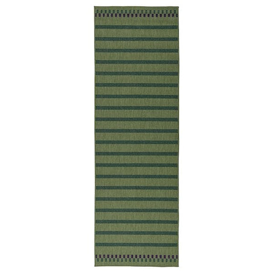 Ikea KORSNING - Rug flatwoven, in/outdoor, green purple/striped, 80x250 cm
