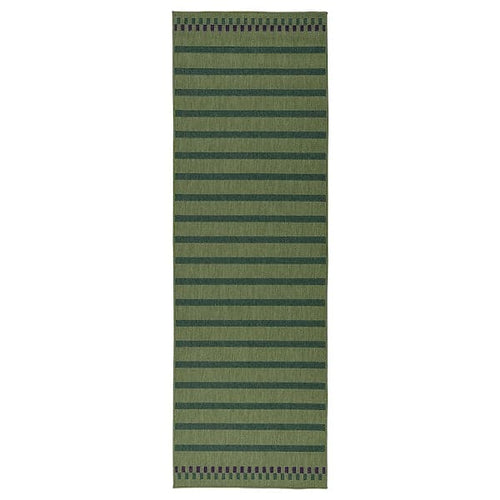KORSNING - Rug flatwoven, in/outdoor, green purple/striped, 80x250 cm