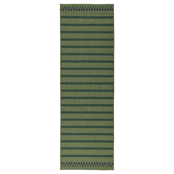 KORSNING - Rug flatwoven, in/outdoor, green purple/striped, 80x250 cm