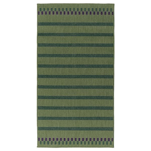 Ikea KORSNING - Rug flatwoven, in/outdoor, green purple/striped, 80x150 cm
