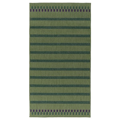KORSNING - KORSNING Rug flatwoven, in/outdoor, green purple/striped, 80x150 cm