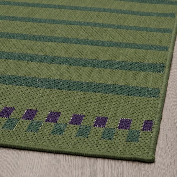 KORSNING - Rug flatwoven, in/outdoor, green purple/striped, 80x150 cm - best price from Maltashopper.com 00553232