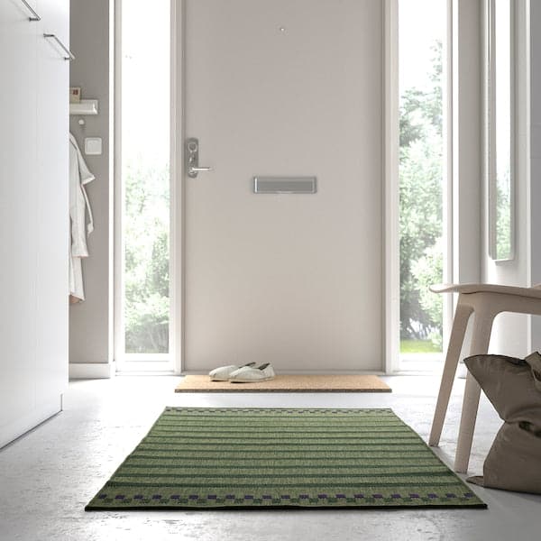 Ikea KORSNING - Rug flatwoven, in/outdoor, green purple/striped, 80x150 cm
