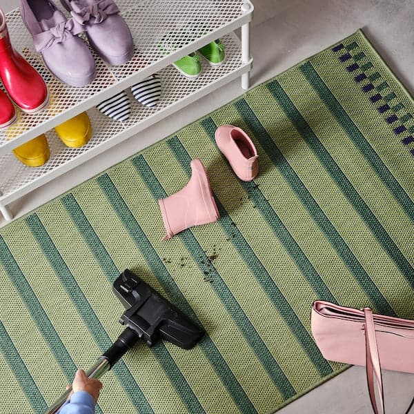 KORSNING - Rug flatwoven, in/outdoor, green purple/striped, 80x150 cm - best price from Maltashopper.com 00553232