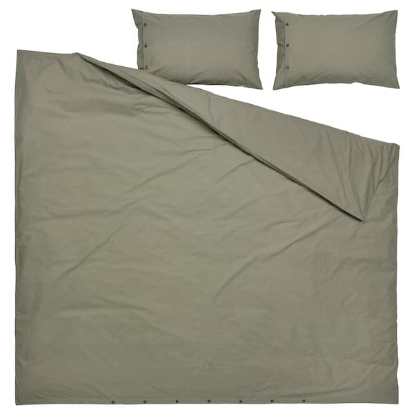 KRÅKRISMOTT - Duvet cover and 2 pillowcases, light green, 240x220/50x80 cm - best price from Maltashopper.com 20536289