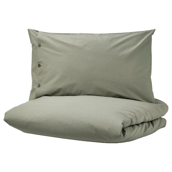 KRÅKRISMOTT - Duvet cover and pillowcase, light green, 150x200/50x80 cm - best price from Maltashopper.com 10536299