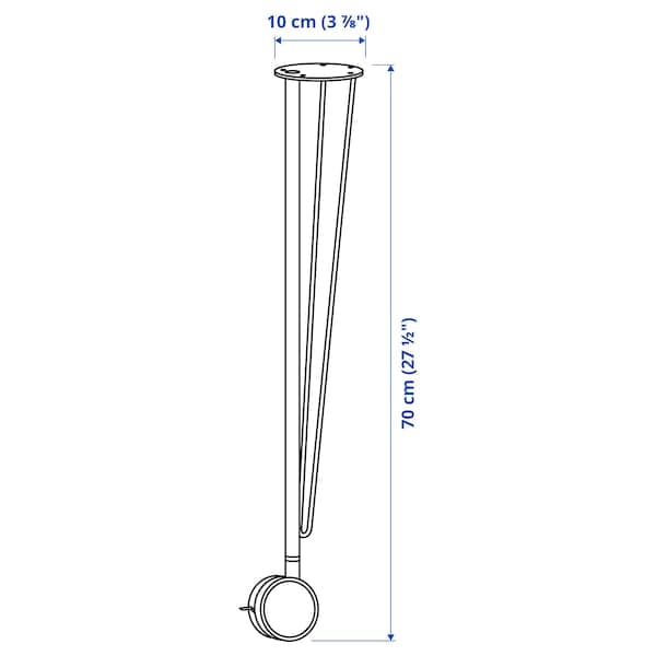 Ikea KRILLE - Leg with castor, black, 70 cm