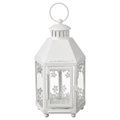 KRINGSYNT - Lantern for tealight, in/outdoor, white, 21 cm