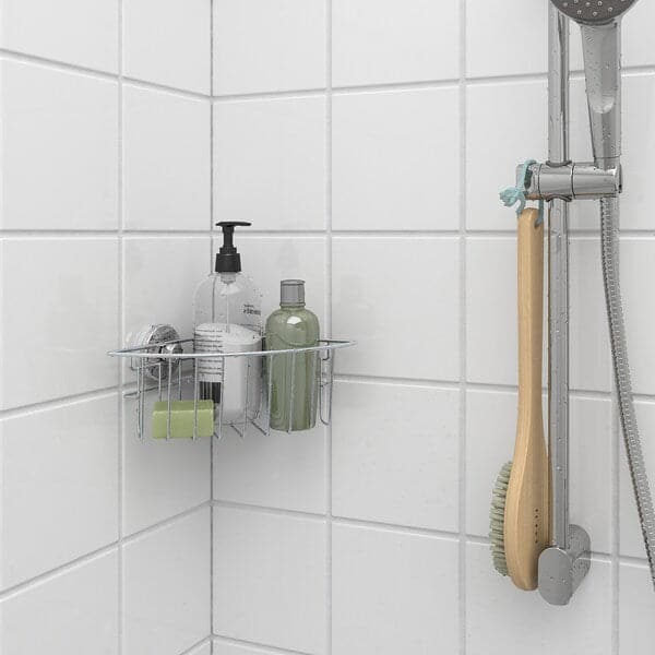 Ikea KROKFJORDEN - Corner shelf unit with suction cup, zinc plated, 20x11 cm
