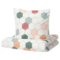 KRUSFRÖ Duvet cover and 2 pillowcases, hexagonal, 200x200/50x80 cm - best price from Maltashopper.com 20541634