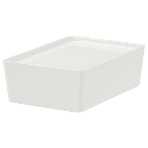 KUGGIS - Box with lid, white, 18x26x8 cm