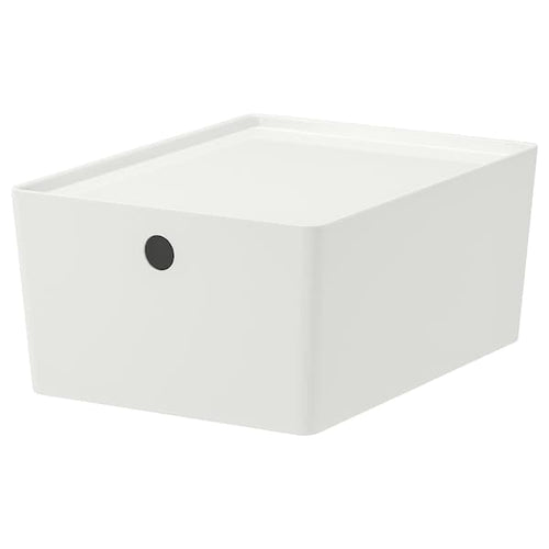 KUGGIS - Box with lid, white, 26x35x15 cm