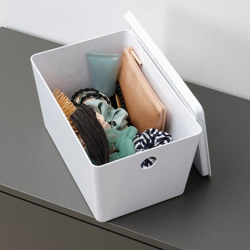 KUGGIS - Box with lid, white, 18x26x15 cm