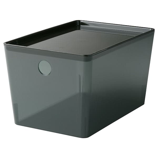 KUGGIS - Box with lid, transparent black