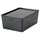 KUGGIS box with lid, transparent black, 37x21x54 cm