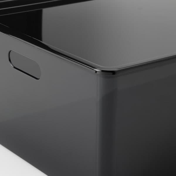 KUGGIS - Box with lid, transparent black, 37x54x21 cm - best price from Maltashopper.com 10514042