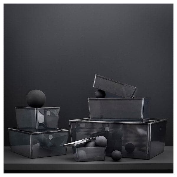 KUGGIS - Box with lid, transparent black