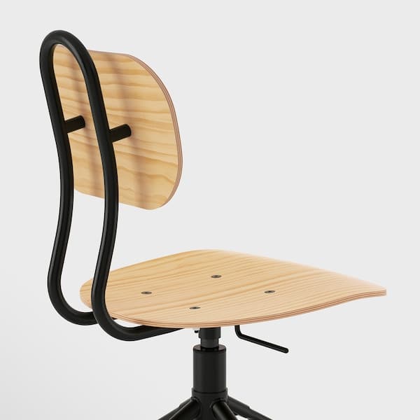 KULLABERG - Swivel chair, pine/black