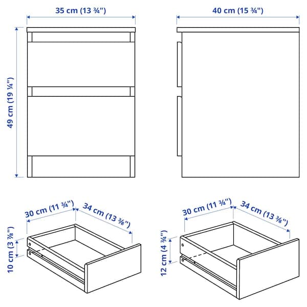 KULLEN - Chest of 2 drawers, white, 35x49 cm - best price from Maltashopper.com 80309241