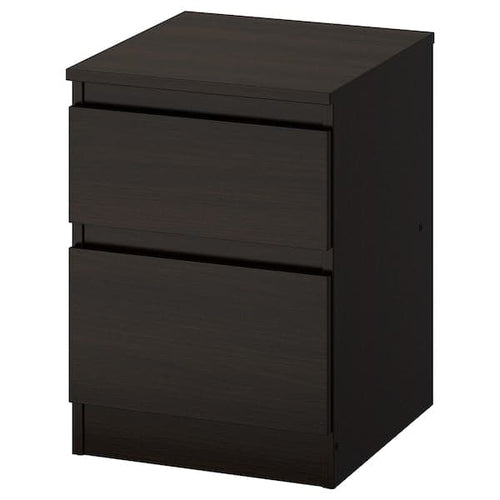 KULLEN - Chest of 2 drawers, black-brown, 35x49 cm