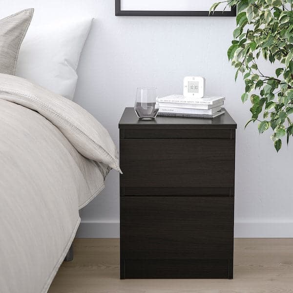 KULLEN - Chest of 2 drawers, black-brown, 35x49 cm - best price from Maltashopper.com 60322130