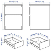 KULLEN - Chest of 2 drawers, black-brown, 35x49 cm - best price from Maltashopper.com 60322130