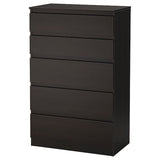 KULLEN chest of 5 drawers, black-brown, 70x40x112 cm
