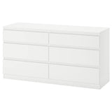 KULLEN chest of 6 drawers, white, 140x40x72 cm