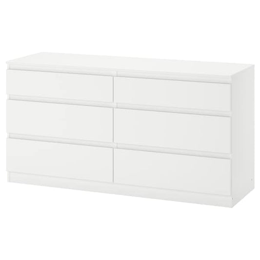 KULLEN - Chest of 6 drawers, white, 140x72 cm - best price from Maltashopper.com 90309245