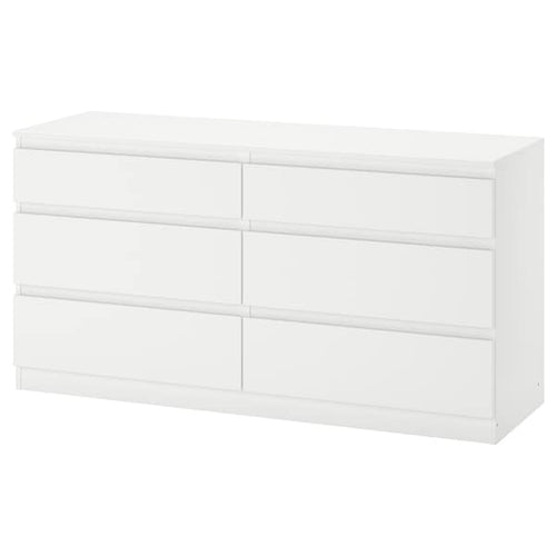 KULLEN - Chest of 6 drawers, white, 140x72 cm
